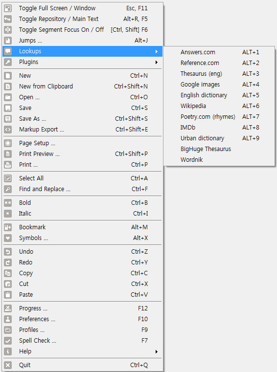 WriteMonkey 단축키
